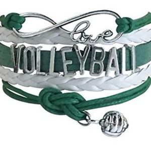 Girls Volleyball Bracelet - Green & White